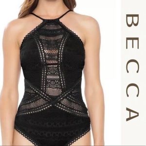 BECCA Lace High Neck One Piece Swimsuit